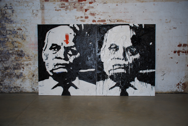 B1 and B2 (junk, oil and enamel on canvas, each 180cm x 150cm)