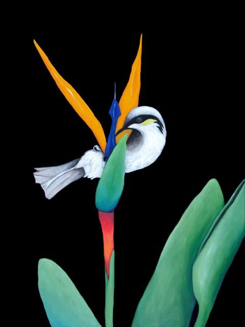 Birds of Paradise (oil and enamel on canvas, 100cm x 75cm)